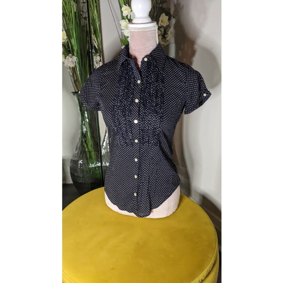 Nautica Polkadot Blouse Size 0 - Picture 1 of 3
